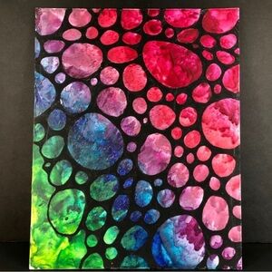 Art “Bubblicious” Original Multimedia Artwork On Flat Canvas 16”x 20”!